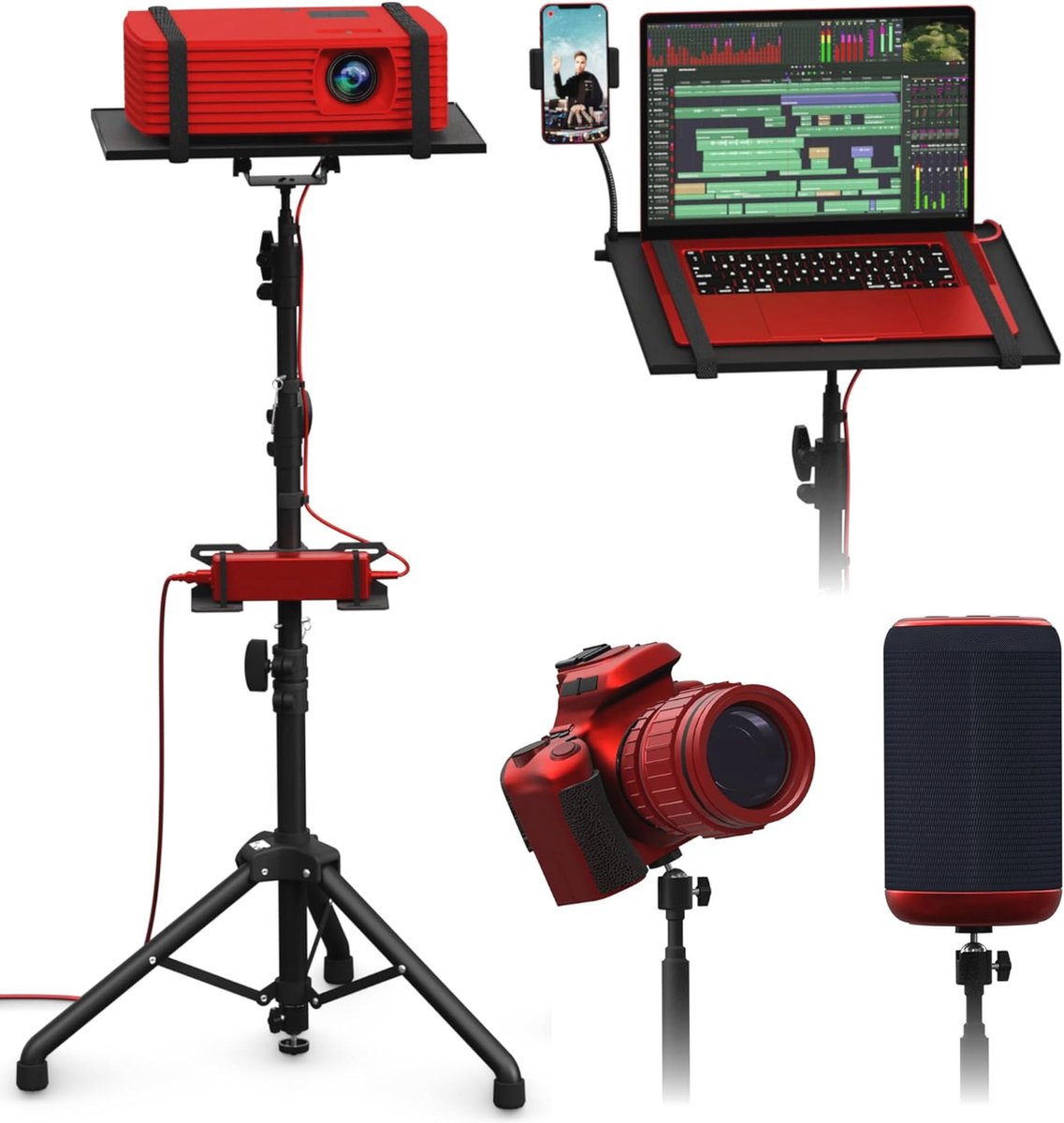Verstelbaar Projectorstatief en Laptopstandaard – Draagbare Statief voor Camera, Verlichting en Muziekinstrumenten