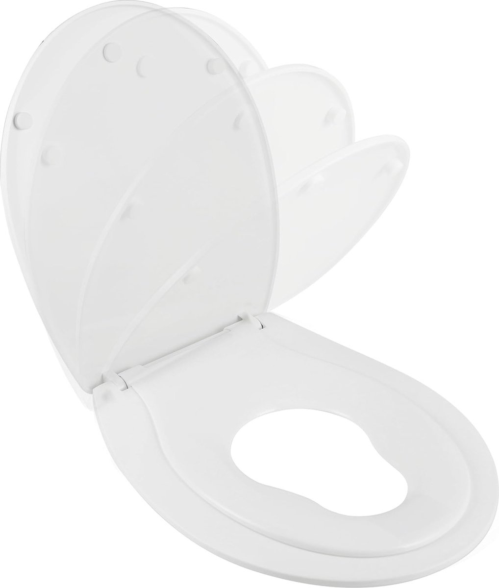 Goedkoopste Gezinsvriendelijke Toiletbril met Soft Close en Kinderzitje - Wit en Glanzend