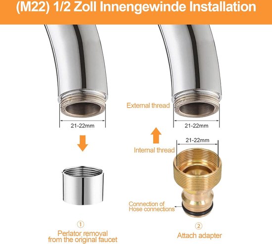 Kraan Adapter - Universeel - Tap Adapter - Tuinslangkoppeling - 4 stuks - Met M22 binnendraad en M24 buitendraad - Voor Het Aansluiten Van Een Slang