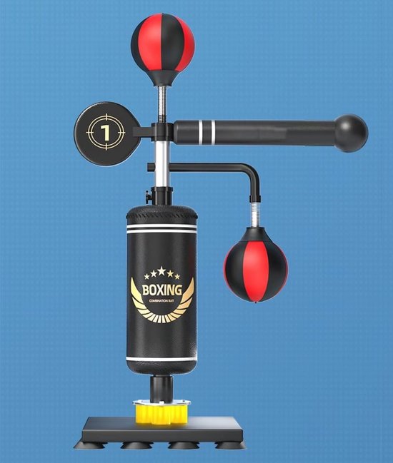 Heavy Duty Boxing Ball met Reflex Bar High Speed ​​Boksas voor Volwassenen en Kinderen Vrijstaande Hoogte Verstelbare Eenvoudige installatie en Stress 14 Zuignappen Uptodate