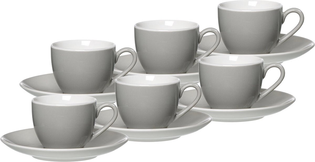 Espressotassen und -untertassen Doppio 80 ml Set van 6