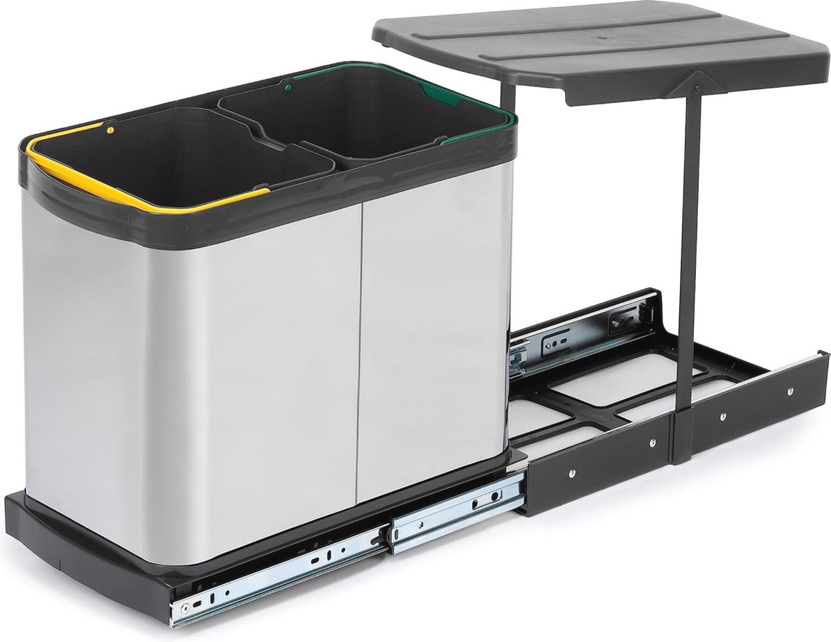 Goedkoopste Recyclebare Inox Keukenafvalbakken 2 x 12 L met Handmatige/Automatische Verwijdering