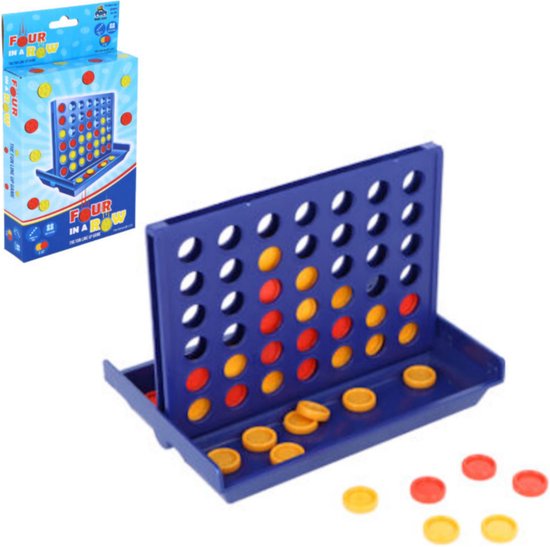 Henbrandt - Klassieke Vier op een Rij Spel - Reisspel voor thuis of onderweg - 4 op 1 rij - Line-Up 4 spel - Voor Kinderen en Volwassenen - 13x9x10 Cm