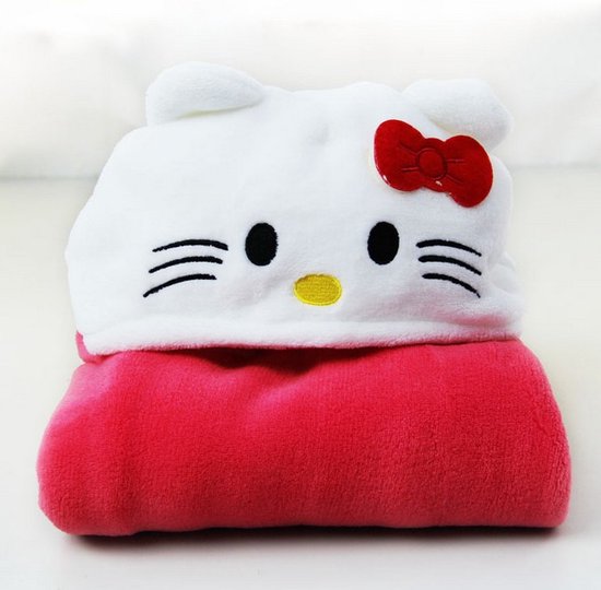 BoefieBoef Hello Kitty! 2-in-1 Fleece Badcape & Wikkeldeken voor Baby's/Peuters met Dierencapuchon: Warm, Zacht & Comfortabel - Ideaal als Kerst- Verjaardags of Kraamcadeau - Kat Rood — afbeelding 4