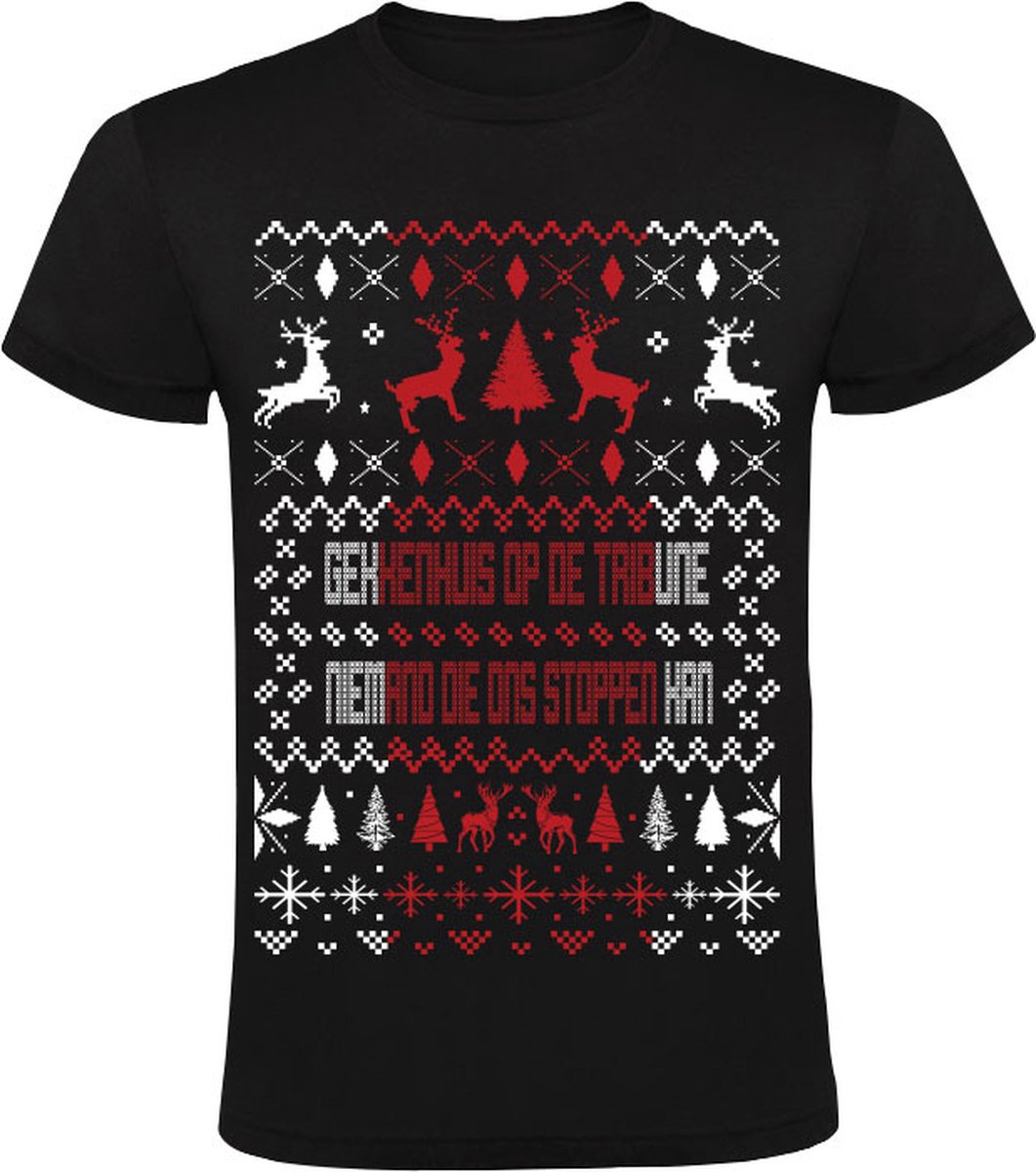 Gekkenhuis Op De Tribune Heren Kerst T-shirt - amsterdam - fans - sfeer - voetbal - club - kersttrui - foute kersttrui - 020 - cadeau - shirt