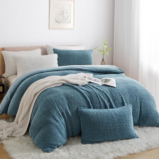 Laura Ashley - Kingsize dekbedovertrekset, pluche fluwelen beddengoedset, designer woondecoratie (blauweregen lavendel, koning