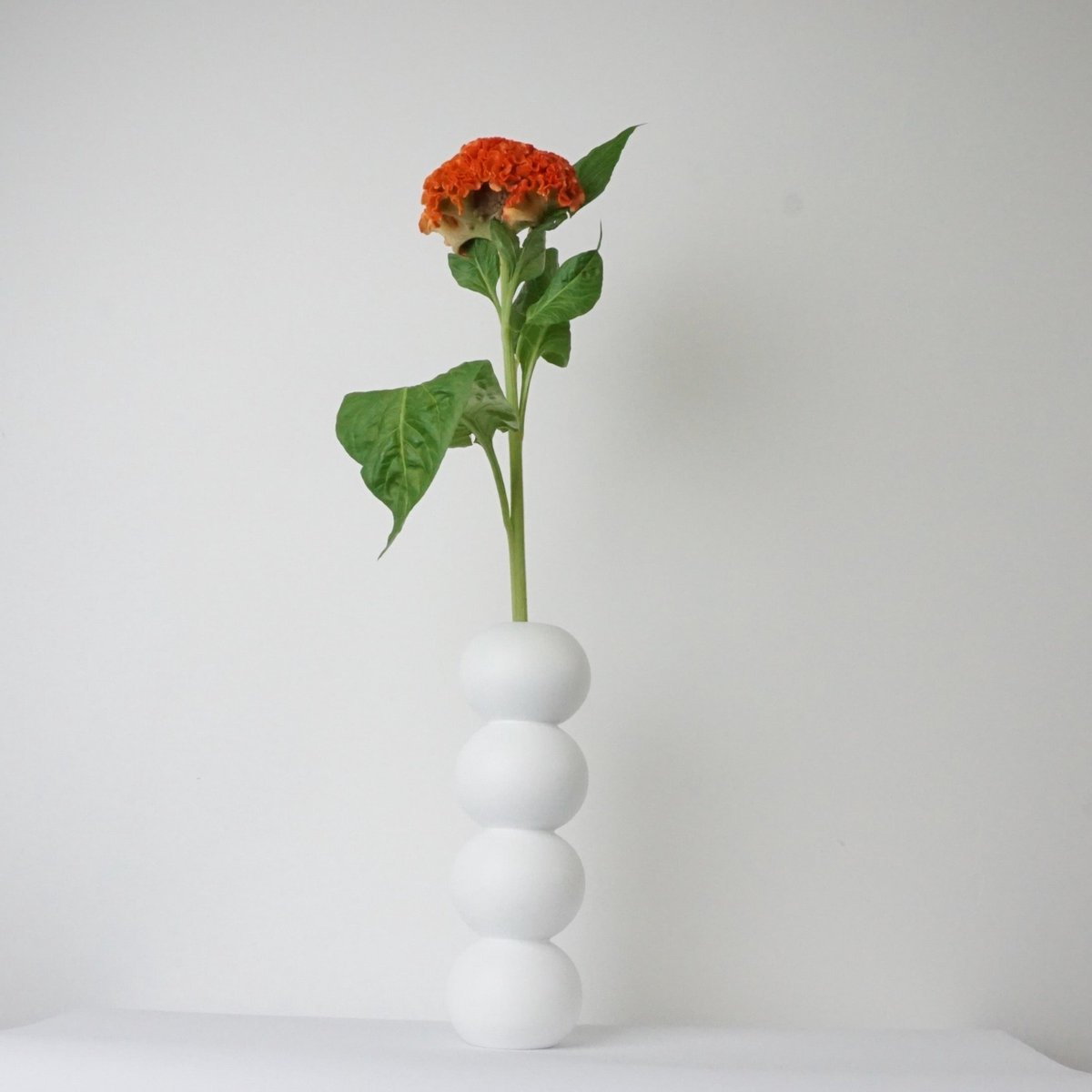 LEMON LILY Houten Vaas 'Stack' – Wit – Ø 8,5 × 26 cm – Inclusief Glazen Buisje – Handgemaakt Design vaas