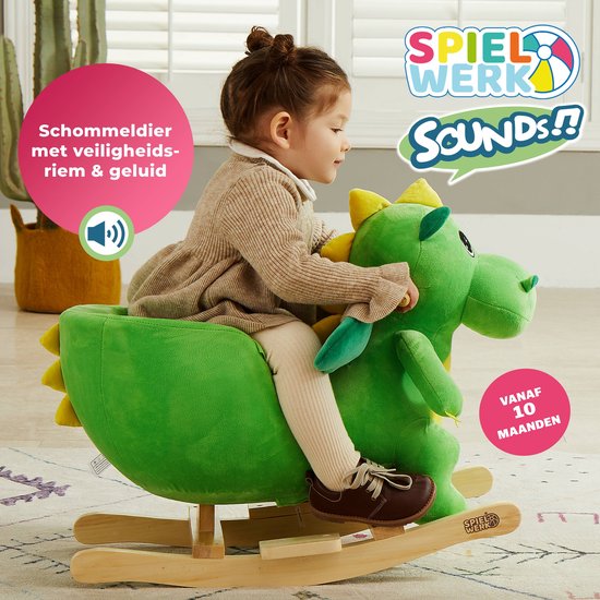 Spielwerk Schommelstoel kinderen dino met veiligheidsgordel