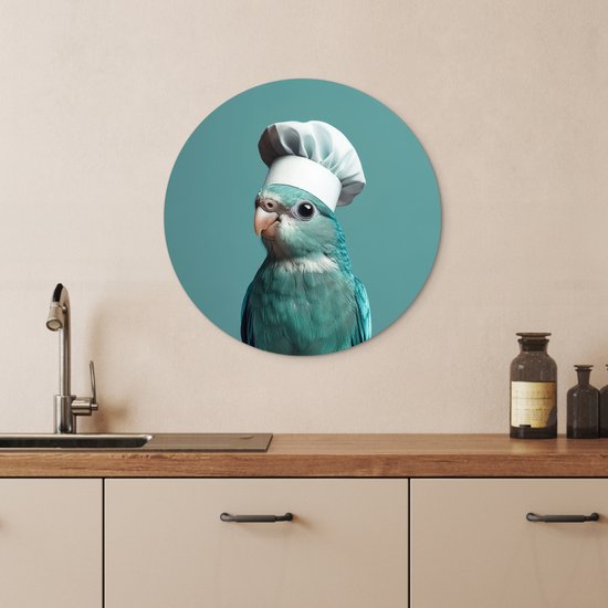 WallCircle® Wandcirkel 60x60 cm - Muurcirkel Parkiet - Vogel - Koksmuts - Cute - Muurdecoratie woonkamer - Wanddecoratie keuken - Kamer decoratie accessoires - Ronde schilderijen