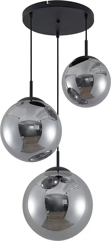 Hanglamp Smoking Glass - 3 lichts - Smoke glas - 3 bollen (15,20,25 cm) - Rookglas