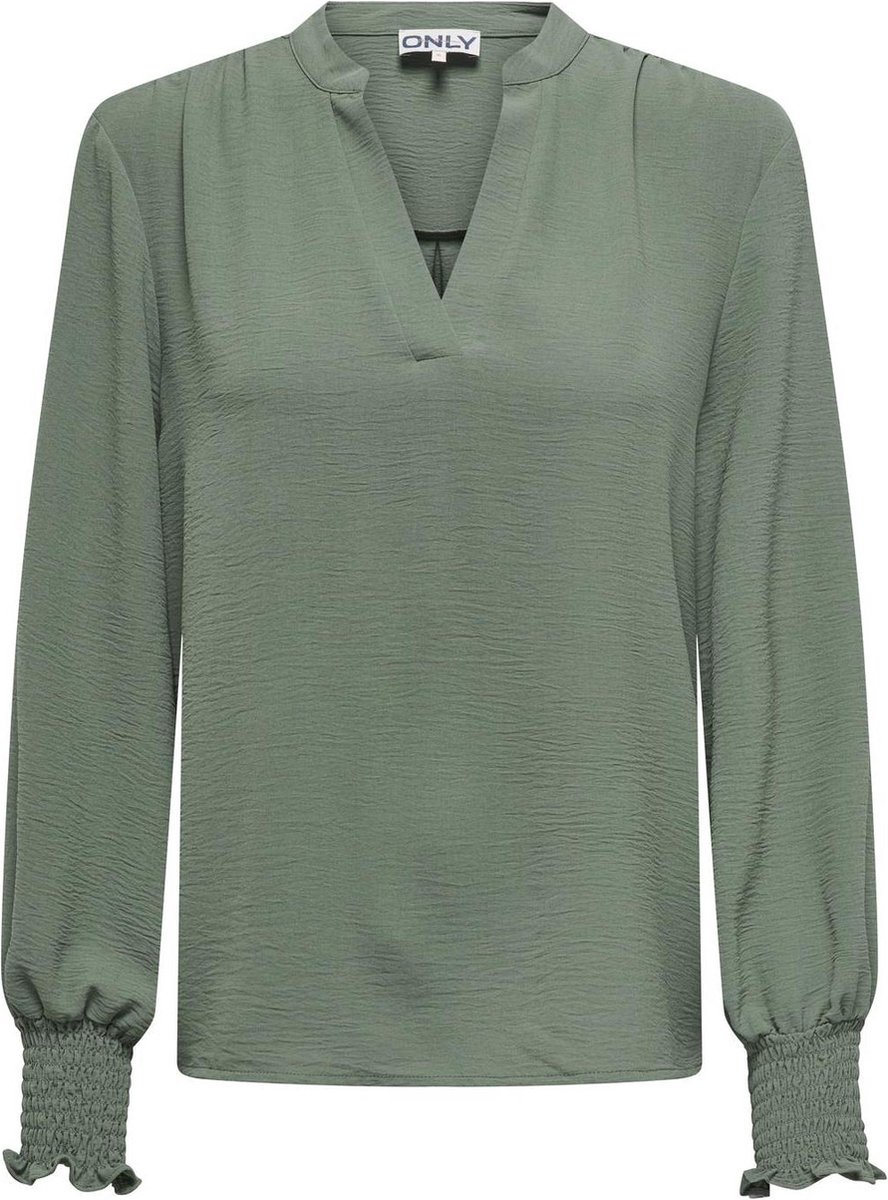 ONLY ONLMETTE V-NECK LS SMOCK TOP NOOS WVN Dames Top - Laurel Wreath