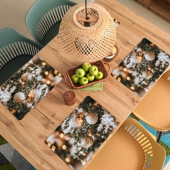 Sets de table - 6 pièces - 45x30 cm - Set de table en plastique - Noël - Sapin de Noël - Hiver - Intérieur - Neige - Dessous de plat - Décoration de table - Accessoires de décoration de table de cuisine