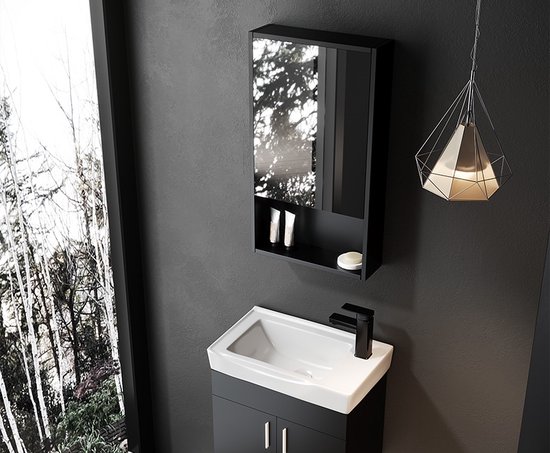 Mano Collection - Blade - Zwart 70x40x15 cm Spiegel Enkeldeurs Badkamer ...