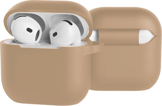 Case Geschikt voor AirPods 4 Hoesje Siliconen Hoes Cover - Hoes Geschikt voor Apple AirPods 4 Case Siliconen - Zand