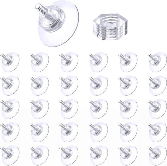 30 Stuks Transparante Zuignappen Met Dwarsgat – 40 Mm Diameter, Ideaal Voor Glas, Ramen, Keuken, Badkamer, Kerstdecoratie En Meer – Herbruikbaar
