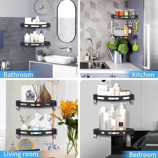 GRICOL Etagère de Douche d'angle sans Perçage Aluminium