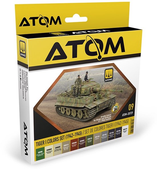 AMMO MIG 20729 ATOM - Tiger I Tank 1942-45 couleurs - Set Acryl 12x20ml Ensemble de Peinture