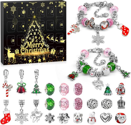 Adventskalender 2023 voor Meisjes - Sieraden Kit met 24 Knutselbedels en Armbanden - 5-12 Jaar