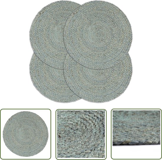 Napperons tissés à la main The Living Store - Jute - 38 cm - Vert olive