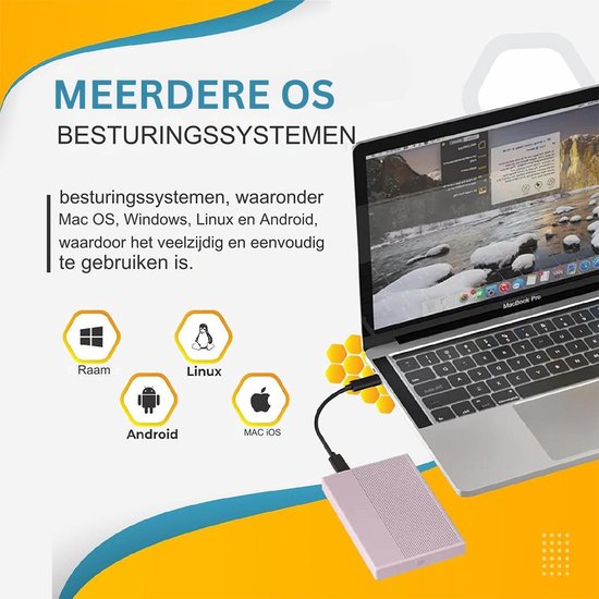 White-label Harde Schijf Extern - Draagbare - 500GB Opslag - Roze van Merkloos — afbeelding 4