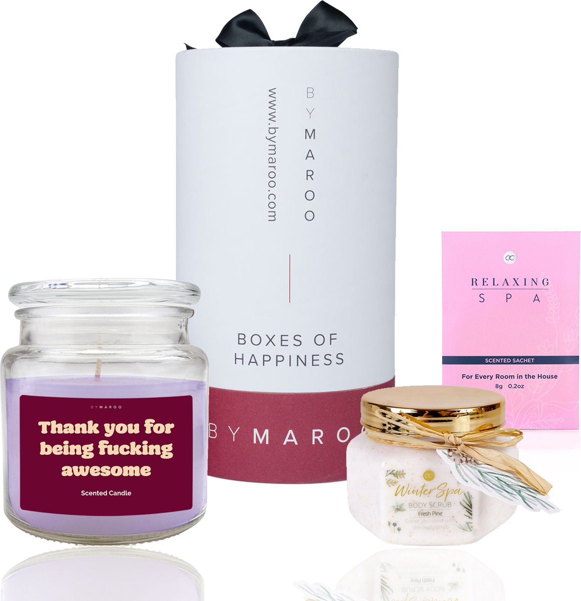 Goedkoopste By Maroo - You're Awesome Wellness Verwenpakket Vrouw - Geurkaars & Body Scrub - Verjaardag Cadeau Vrouw, Vriendin, Mama, Moeder, Zus, Oma - wellness bath rituals - Giftset - Kerst Geschenkset Dames