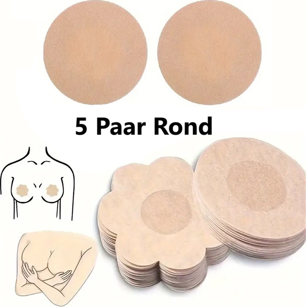5 Paar Ronde Tepelcovers I Tepelplakkers I Borstbedekkers I Tepel Stickers I Nipple Covers I Plak BH I Beige