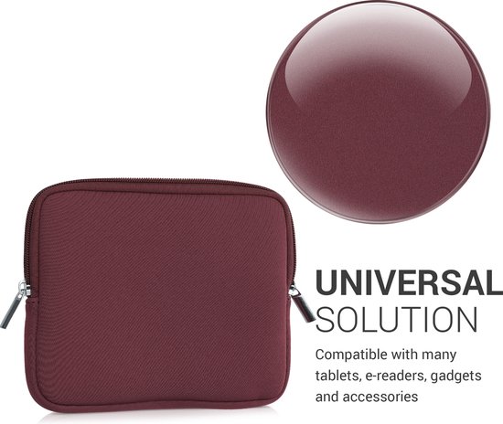 kwmobile Neoprene e-Reader Pouch Size 6,8-7" eReader - Universal eBook Sleeve Case with Zipper - Mulberry van Merkloos — afbeelding 5