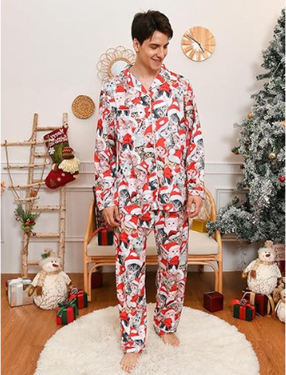 Pyjama Femme Noël 2 Pièces - Imprimé Bonhomme De Neige Sur Fond Noir, Manches Longues, Confortable