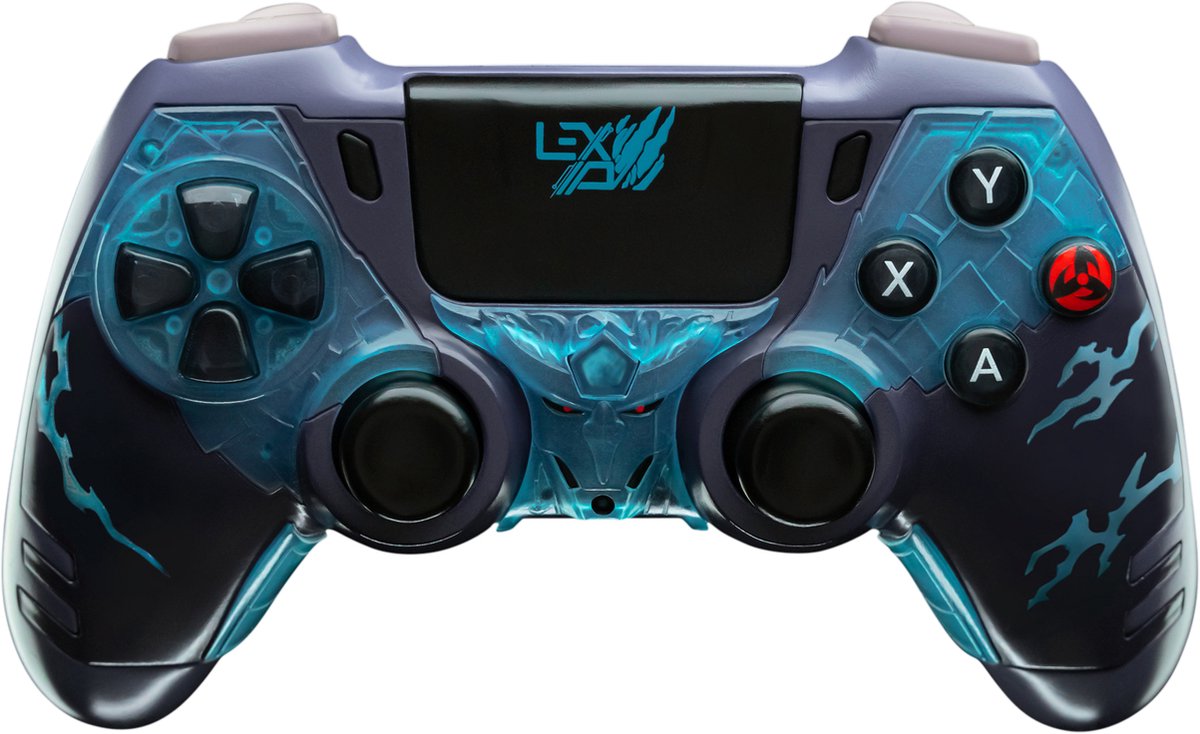LEXIP Kakashi "Kamui" draadloze controller - Exclusief Naruto Shippuden anime design - bekabeld of draadloos via 2,4 GHz USB dongle - Geschikt voor PC en Nintendo Switch - zwart, lichtblauw