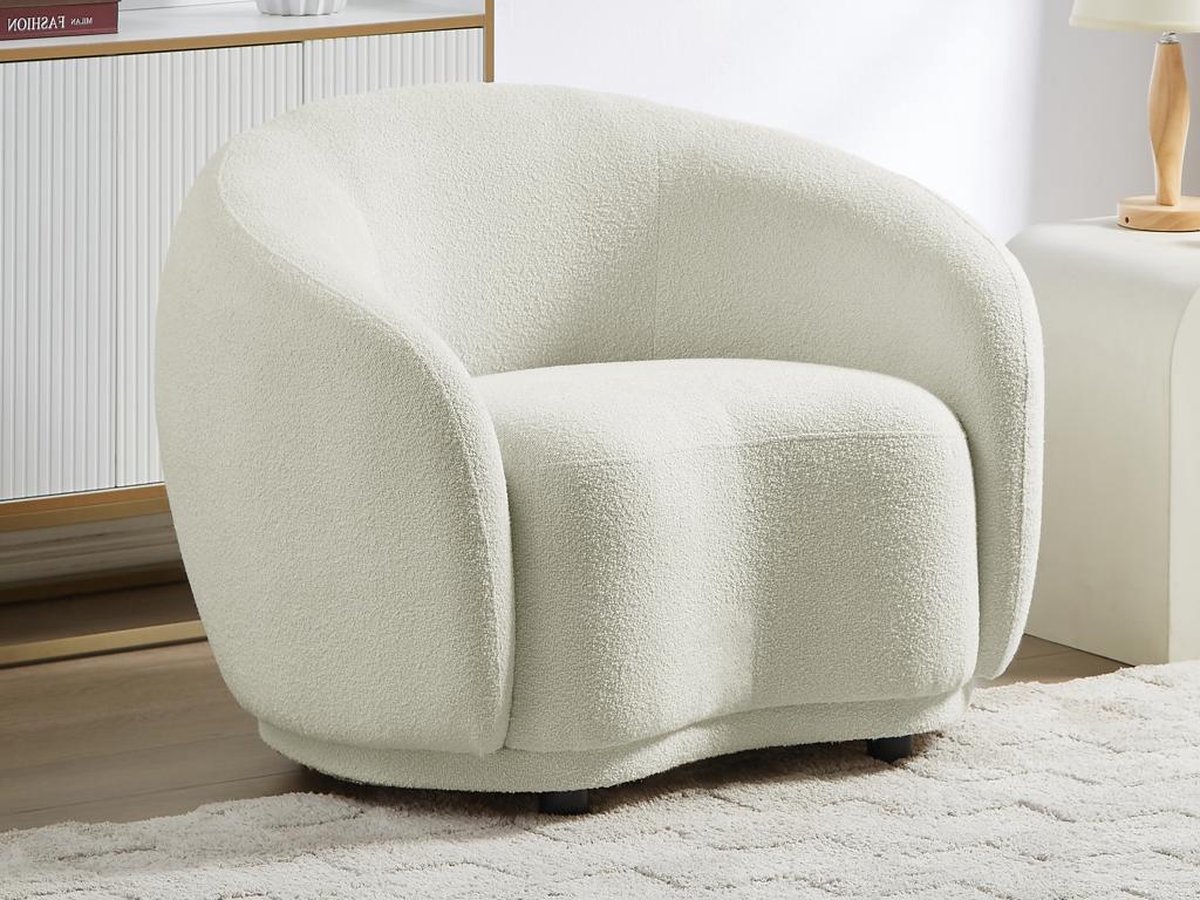 Vente-unique Fauteuil in ivoorwit bouclé BOVANA van Pascal Morabito