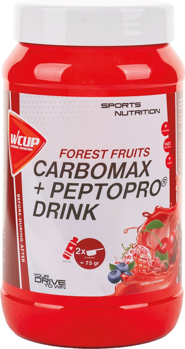 Goedkoopste Wcup Sports Nutrition - Carbomax Peptopro Drink (Forest Fruits - 900 gram) - Peptide aminozuren - Caseïne eiwitpoeder - Poeder