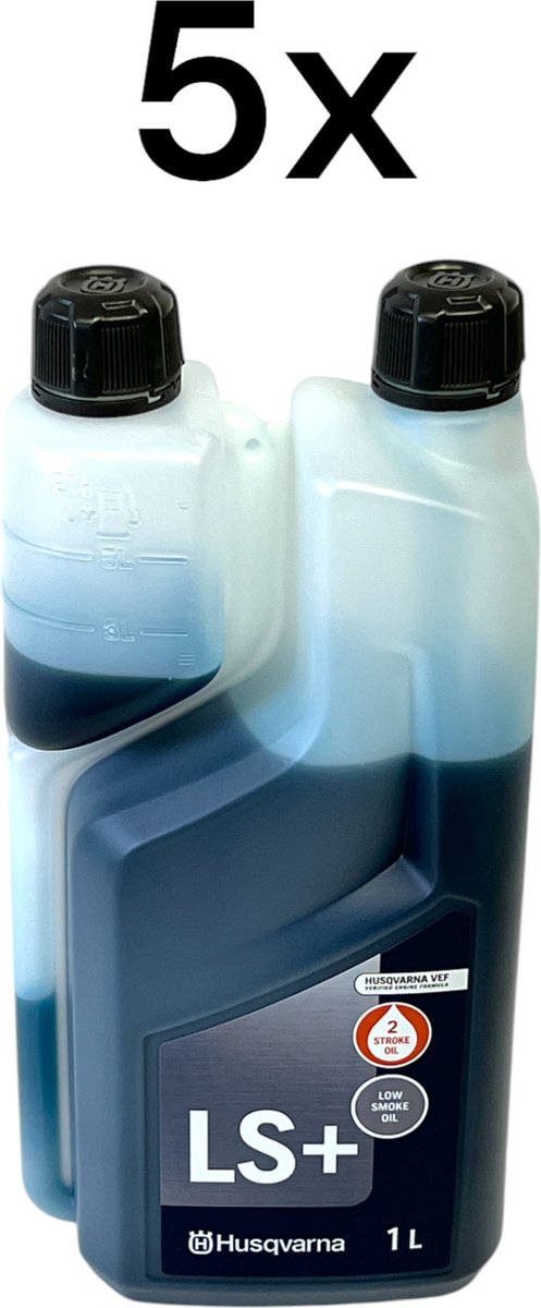 Husqvarna 5x LS+ tweetaktolie 1 liter ( 5x 578037002 ) - 2-taktolie - Low Smoke Oil