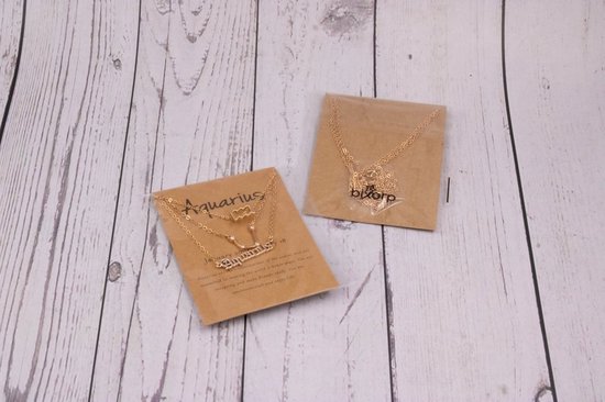 Bixorp Stars Set de 3 Colliers Verseau/ Waterman – Collier doré sur étiquette cadeau – Set de Bijoux Constellation/ Zodiac