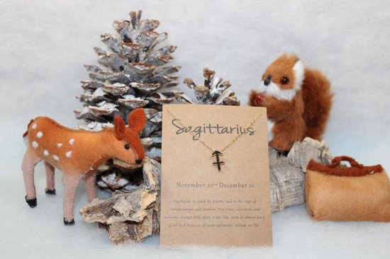 Bixorp Stars Boogschutter / Sagittarius Ketting - Goudkleurige Ketting op Cadeau Kaartje - Sterrenbeeld / Zodiac Hanger