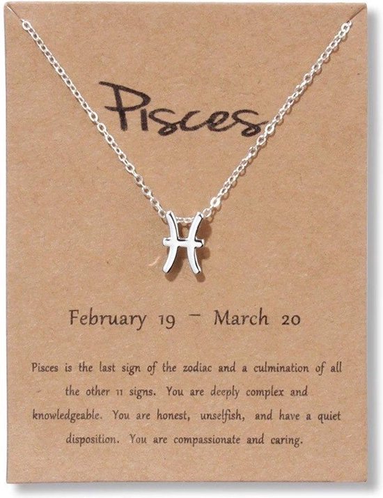Collier Bixorp Etoiles Pêche / Poissons - Collier argenté sur carte cadeau - Pendentif Constellation / Zodiac