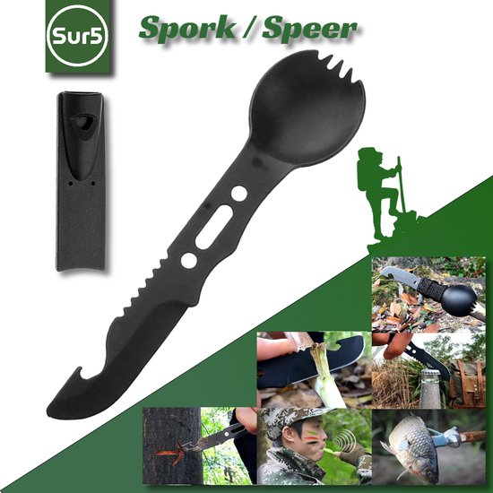 SUR5® Survival Set Premium NL / BE - Kit d'urgence le plus complet et de haute qualité - Kit de Survie pour toutes vos aventures en outdoor avec outil multifonction 16 en 1 de haute qualité, filtre à eau 2.0, boussole,... - Bushcraft - Zwart