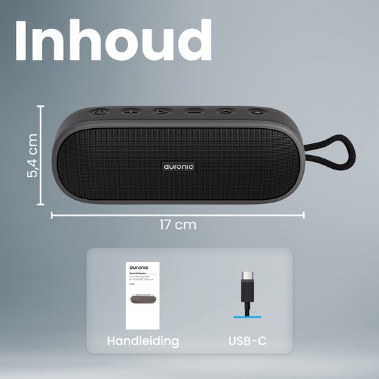 Auronic Bluetooth Speaker - Draadloze Muziek Box - 10 uur lang muziek luisteren - Extra Bass - Zwart