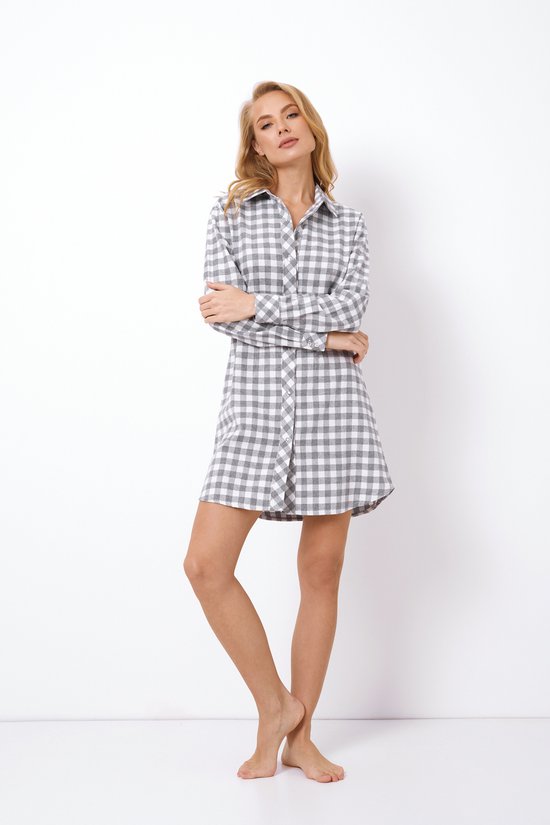 Dilling Shirt met lange mouwen van 100% natuurlijke merinowol voor dames, donkergrijs, gemêleerd, 34