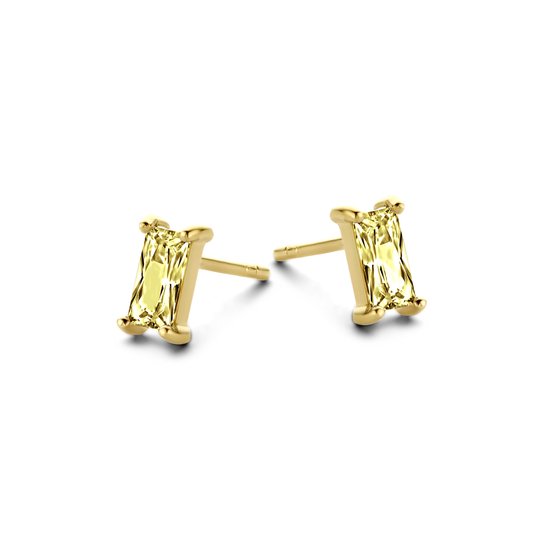 New Bling 9NB 0540 Clips d'oreilles argent dames - zircone - jaune - rectangle - 7x4 mm - plaqué or - doré