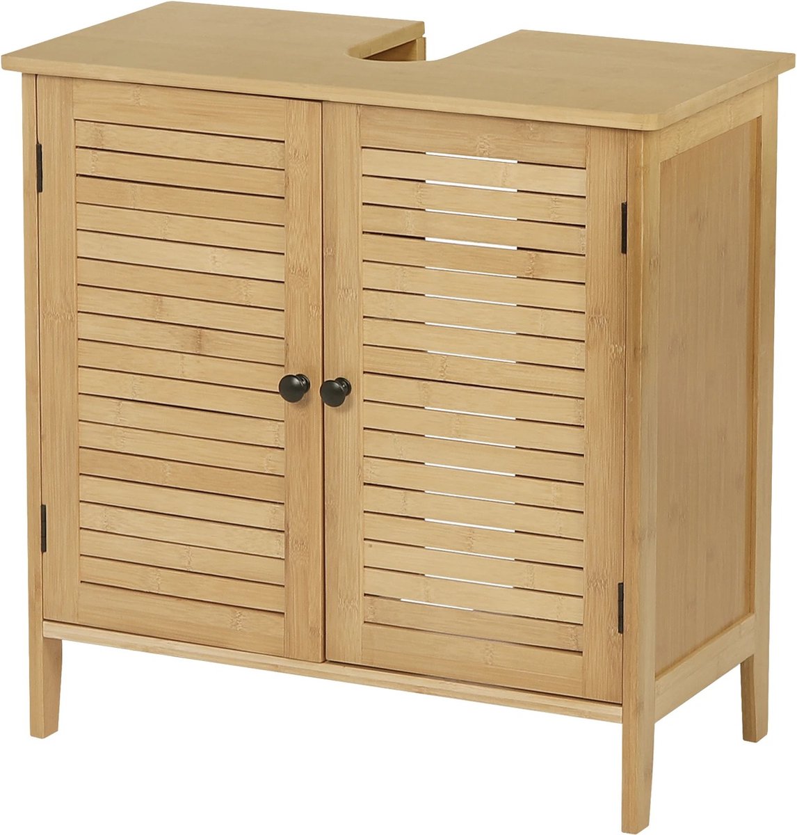 Rustive Bamboe Badkamerkast - 2 Deuren - Onder Gootsteen - Opslag Organizer - Woonkamer - Slaapkamer - 60x30x60Cm