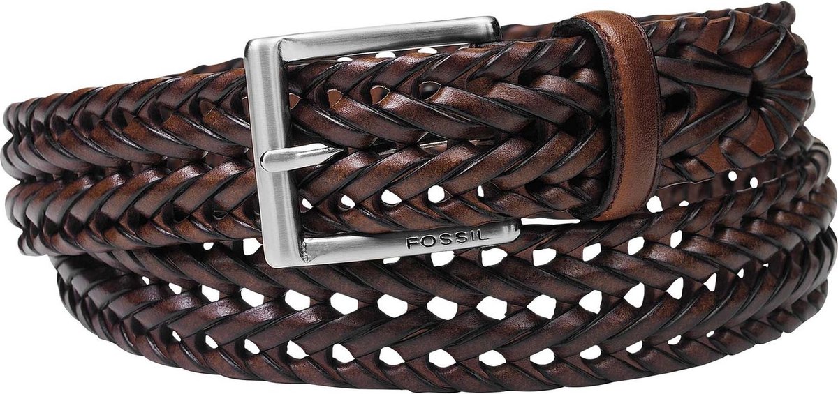 FOSSIL Leren Riem Myles Belt W100 Cognac Donkerbruin