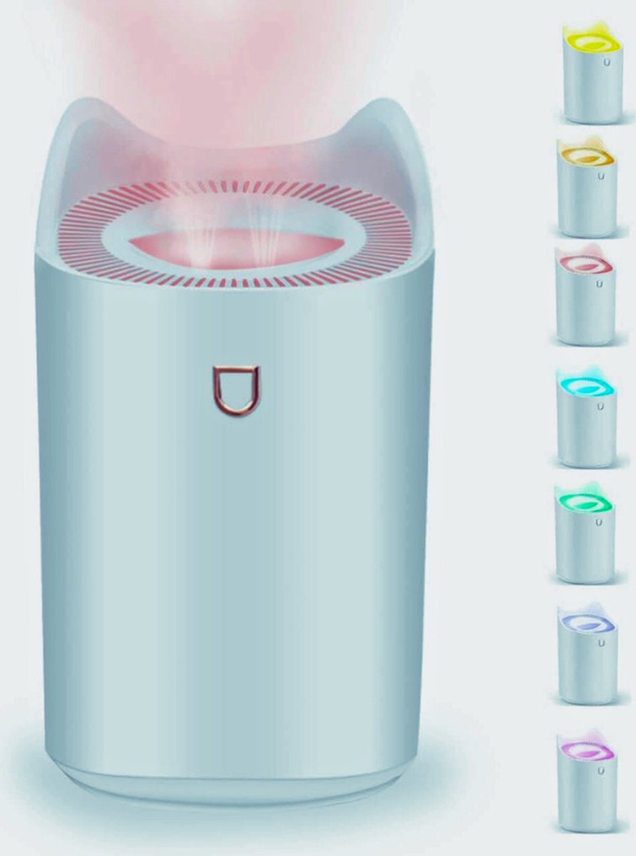 Goedkoopste Verfrissende Luchtbevochtiger voor Slaapkamer – 20 Uur Duur - Automatische Uitschakeling - RGB Verlichting - 3L Capaciteit – Ideaal voor Thuis - Kantoor en Planten