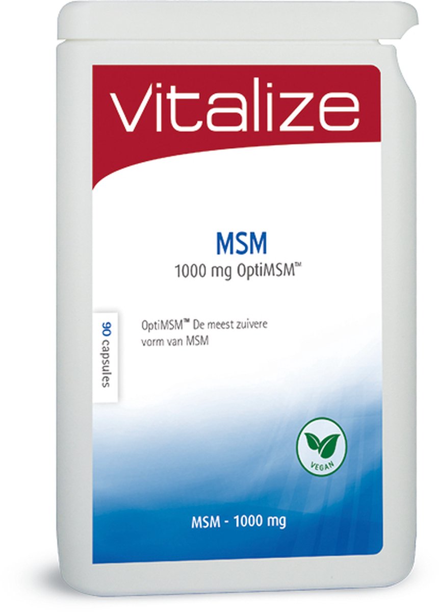 Goedkoopste Vitalize MSM 1000 mg OptiMSM™ 90 capsules | OptiMSM® de meest zuivere vorm van MSM - Hooggedoseerd 1000 mg per capsule