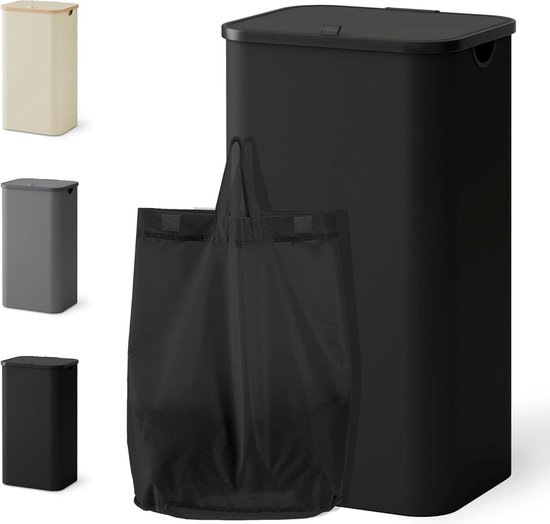 Lifewit Wasmand met Deksel, Grote met Plastic Handvatten en Een Uitneembare Zak, Opvouwbare Grote Vuilnisbakken voor Vuilnis voor Waskamer, Slaapkamer, Badkamer, Slaapzaal, 105L, Rosa