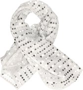 Pailletten sjaal - Zilver - Disco - Glitter - Zilveren Toppers/dames verkleed/carnaval accessoires - verkleedkleding
