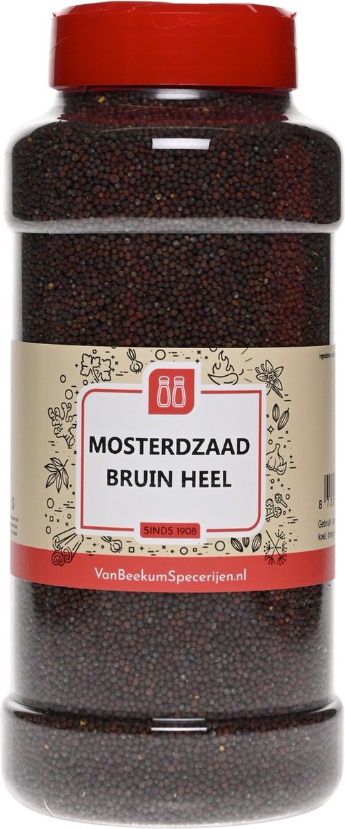 Goedkoopste Van Beekum Specerijen - Mosterdzaad Bruin Heel - Strooibus 700 gram
