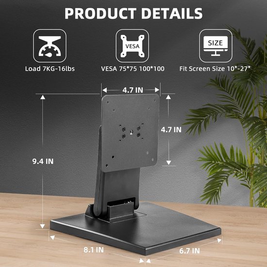 Wearson Platte monitorstandaard - opvouwbare monitorstandaard met laag
