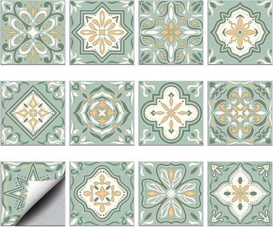 Hiseng rechthoekige tegelstickers, decoratief, geruit, voor badkamer en keuken, marmermotief, mozaïek, waterdicht, zelfklevend, decoratie, 30 x 15 cm (blauw, 48 stuks