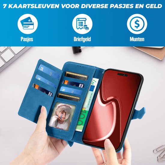 Étui adapté pour Samsung Galaxy S25 - Bookcase - Cordon - Porte-cartes - Portefeuille - Motif fleurs - Simili cuir - Blauw