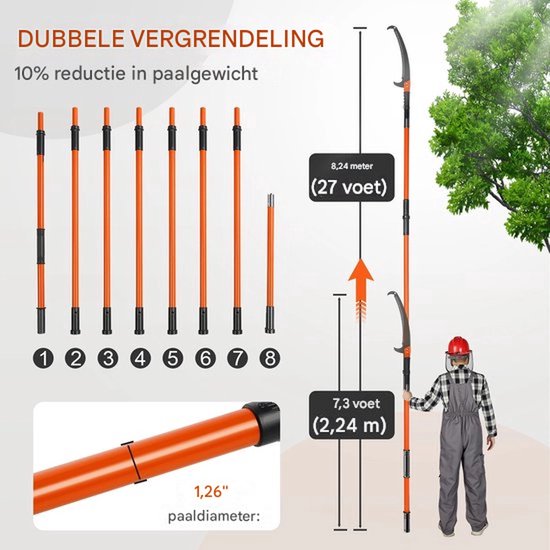 Telescopische snoeizaag PRO - Stokzaag - Heggenschaar - Handzaag - Tuingereedschap — afbeelding 3